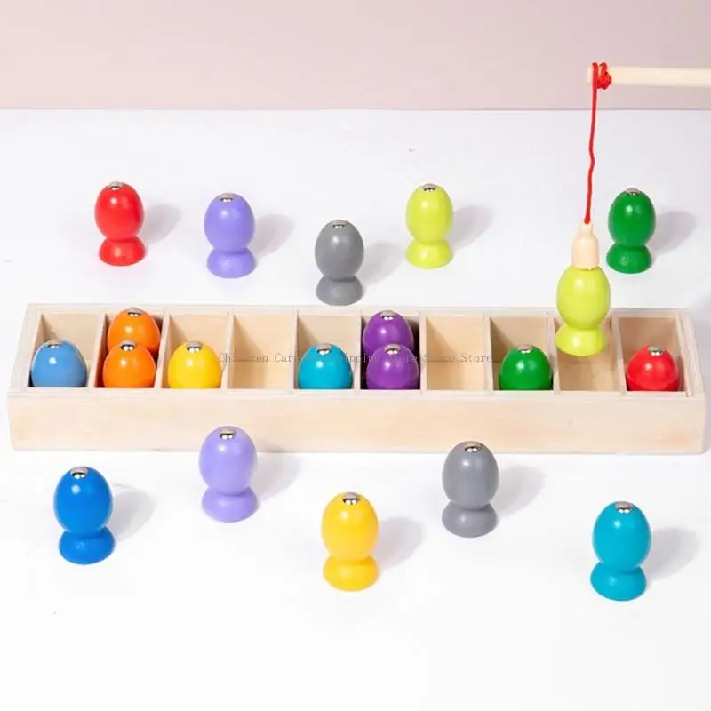 Jeu d'appariement poissons en bois naturel, éducatif pour les enfants d'âge préscolaire, améliore créativité les