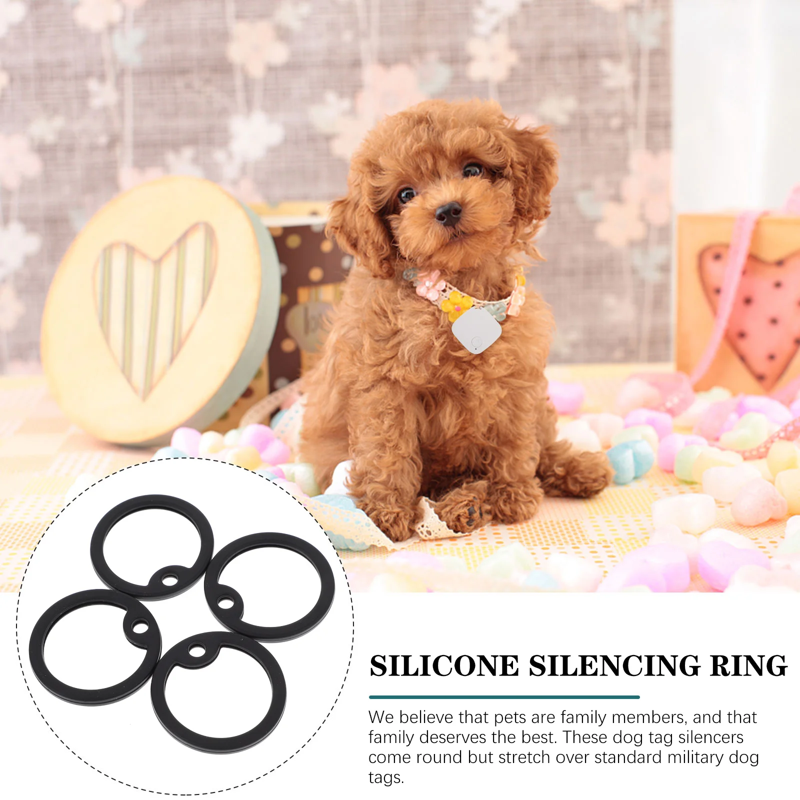 

4Pcs Round Dog Tag Silencers Military Pet Id Tags Noise Reduction Edge Protection Easy to Use Tag Silencers
