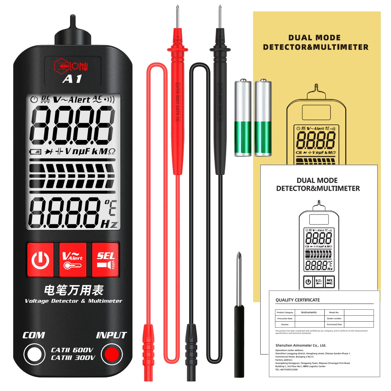Digital Multimeter Smart Voltmeter Live Wire Detector AC DC Tester A1