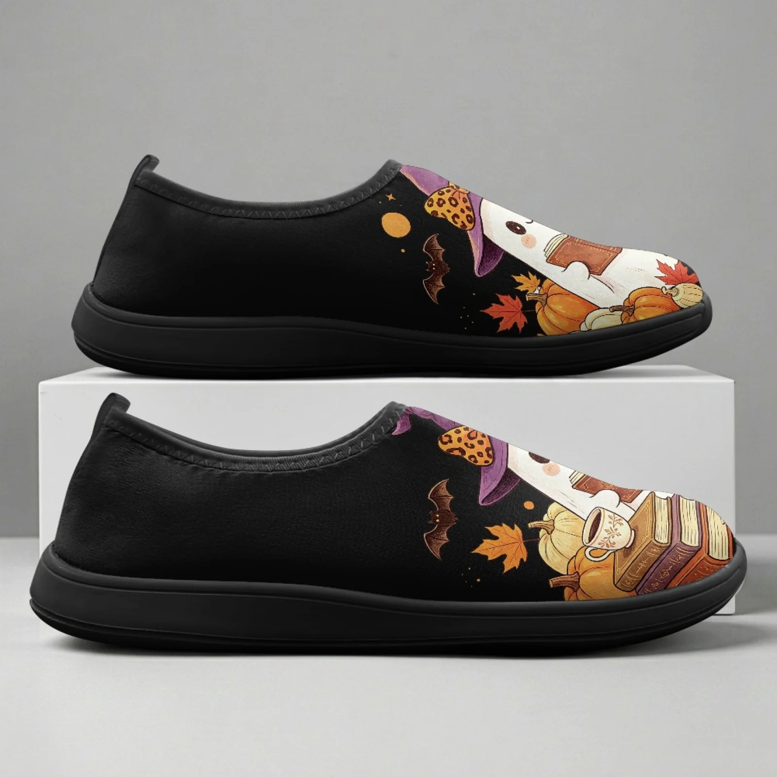 PENSTROLL Ghost Pumpkin Print New Trend Athletic Sneakers Low Top Walking Shoes for Youth Non Slip Zero Drop Shoes