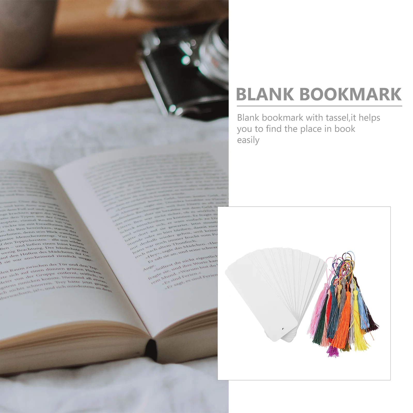 

24Pcs Blank Bookmarks Tassel Cardstock DIY Projects Keepsake Decorative Gift for Readers Khaki Paper Book Mark