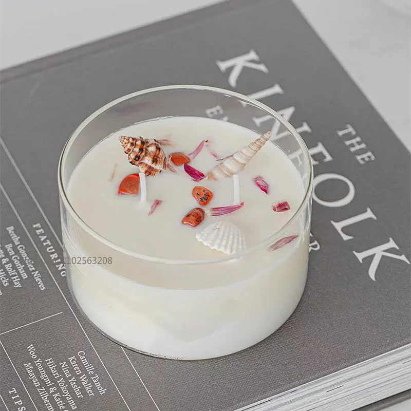 Creative Round Diy Candle Empty Cups Heat Resistant Clear Bottle Glass Jars Handmade Dessert Scented Candles Glass Empty Jars