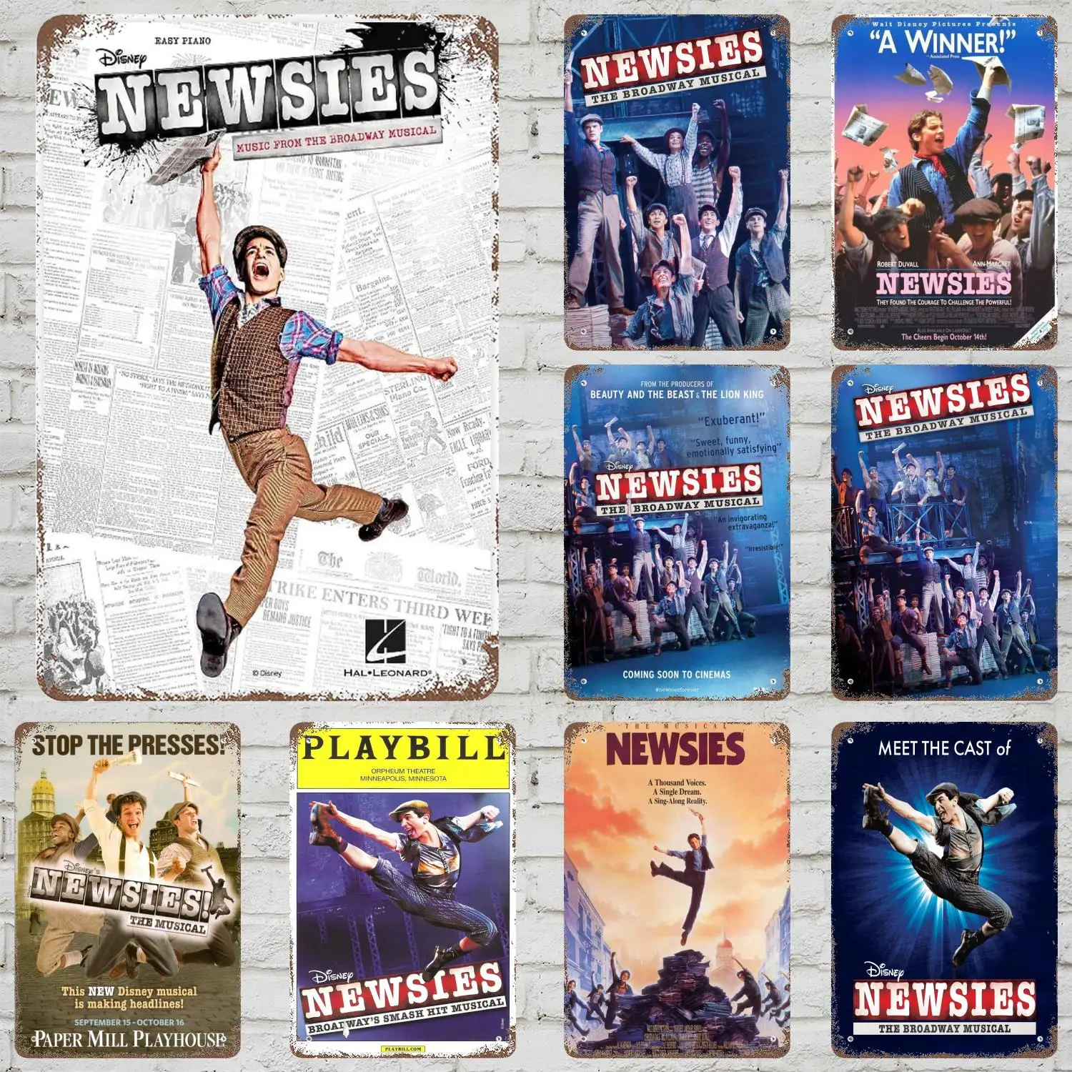 

MINISO Newsies The Broadway Musical Decor Poster Vintage Tin Sign Metal Sign Decorative Plaque for Pub Bar Cave Wall Decoration