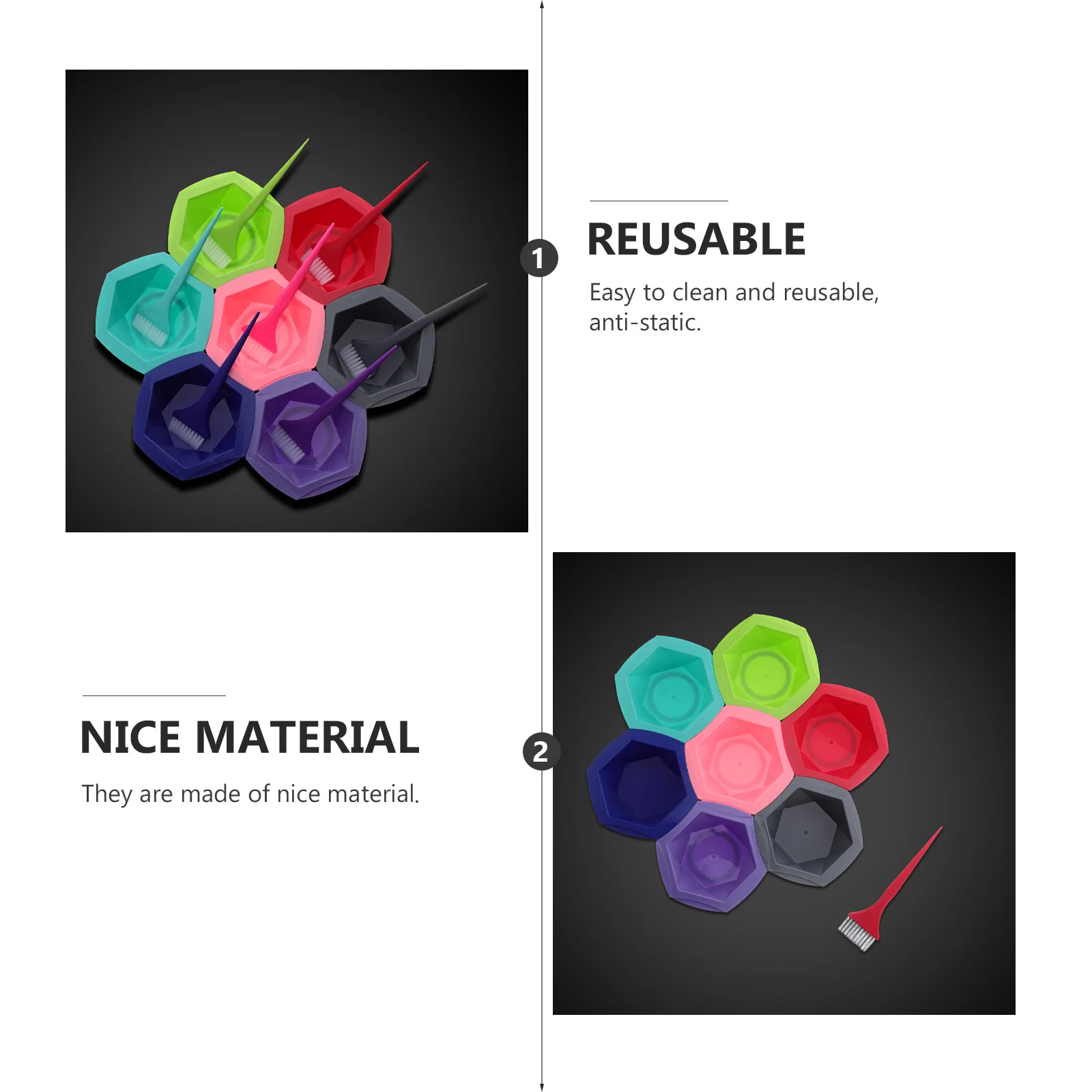 

7 Sets Hair Coloring Tool Reusable BPA Free Plastic Dyeing Kits Salon Supplies Easy Clean Heat Resistant Brushes Bowl