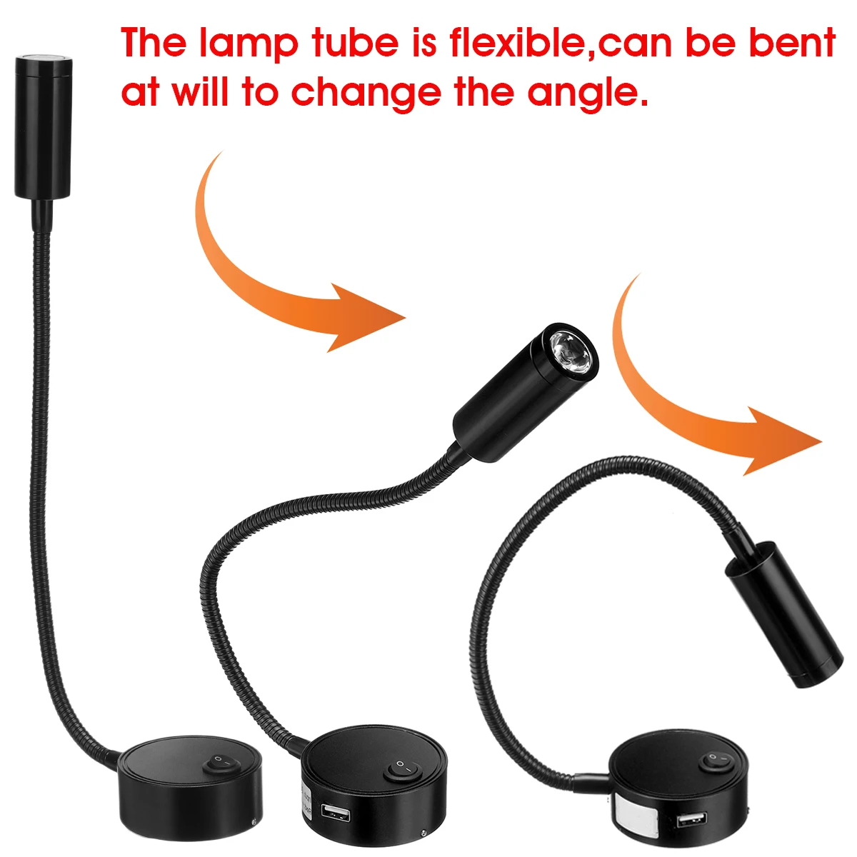 Lampe de lecture LED à col de cygne à intensité variable, applique murale, lampe de bateau, adaptée pour la cabine de yacht Hurhome, 12V, 24V