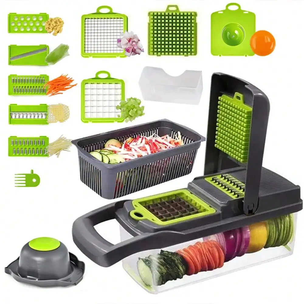 15 In 1 Kitchen Vegetable Chopper And Cooking Ingredient Slicer, Kitchen Small Tool, Multifunctional Vegetable And Fruit Slicer, Vegetable Slicer, Cheese Slicer, Handheld Vegetable Slicer, Carrot Slicer, Nut Grinder