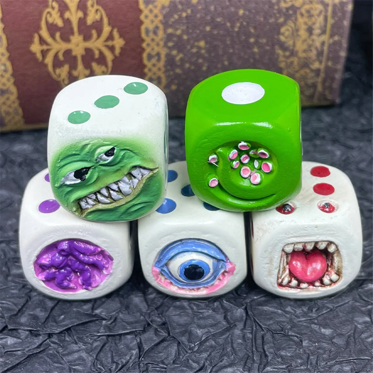 Halloween Mini Landscape Big Eyes Mouth Cute Devil Six Sides Resin Dice Craft Home Decor Toy Ornaments