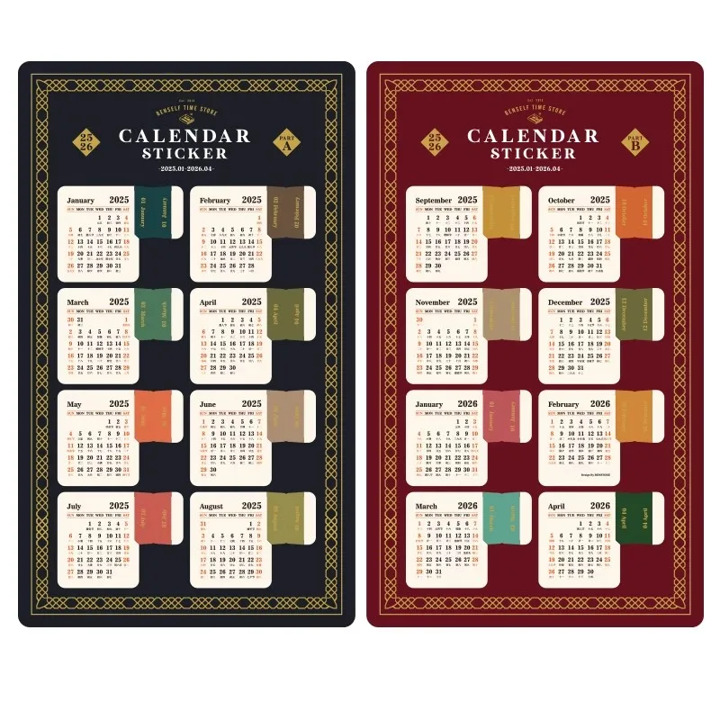 

2 Sheets 2025 Calendar Stickers Vintage New Year Notebook Planner Index Stickers Yearly Monthly Planner To Do List Bookmarks