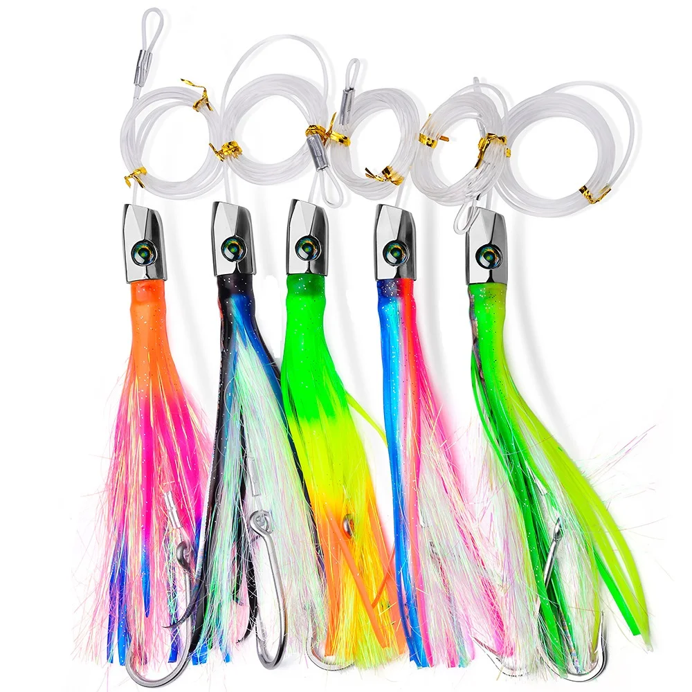 

22cm 85g 8.7 Inch Trawler Luya Bait Lure Metal Head Cap Bait Squid Whisker Soft Bionic Seawater Fishing Bait Sports Supplies