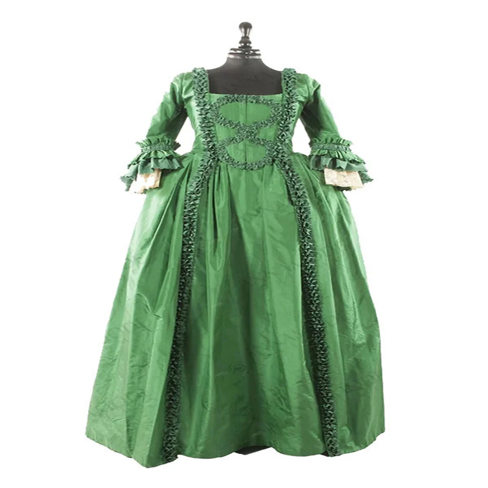 1740s  Royal Court Princess Green Bustle Dress Medieval Marie Antoinette  Carnival Party Queen Evening Ball Gown