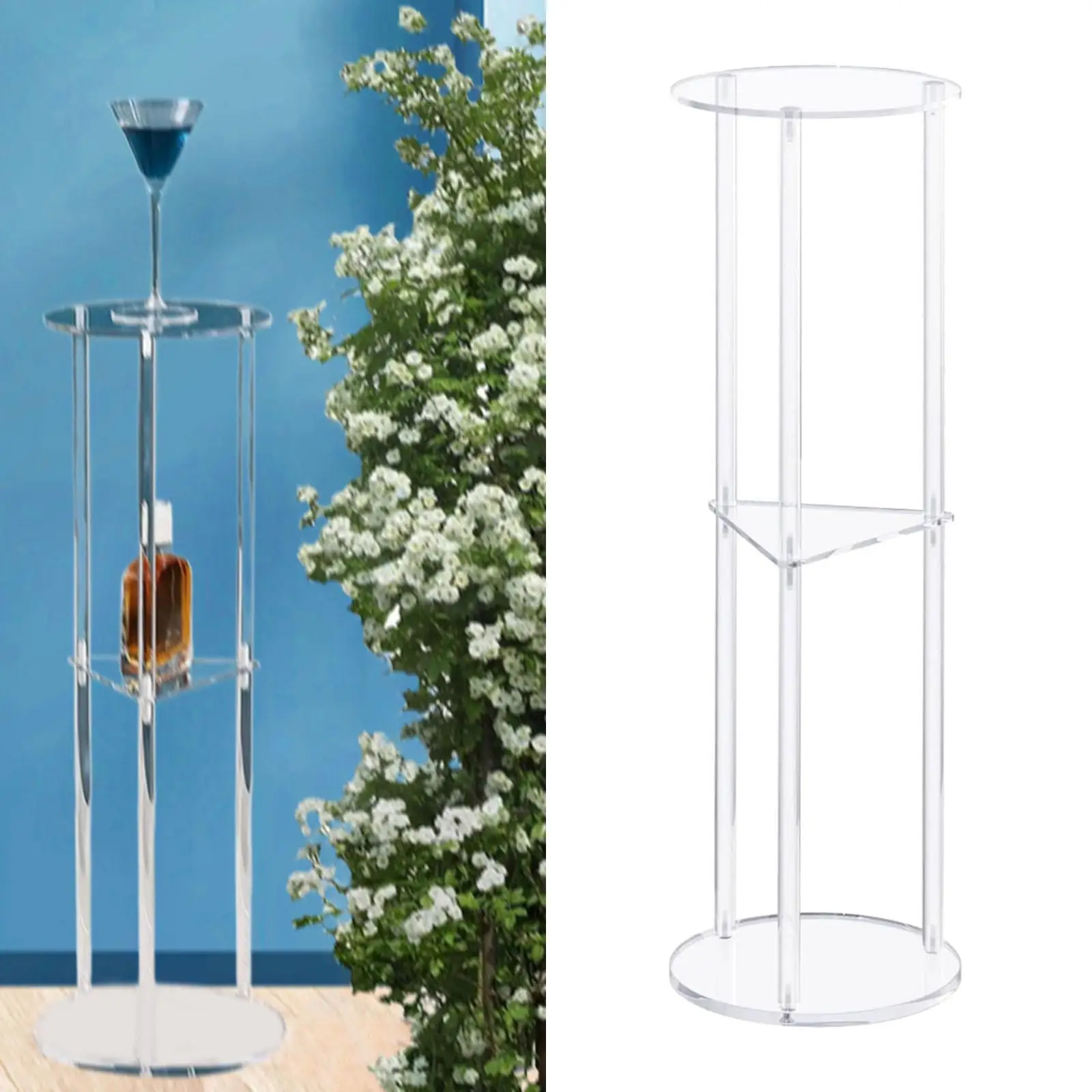 Clear Acrylic Side Table, Acrylic Bedside Table, Small Drink Side, Table Easy Assembly, for Office, Hallway Bathroom Bedroom