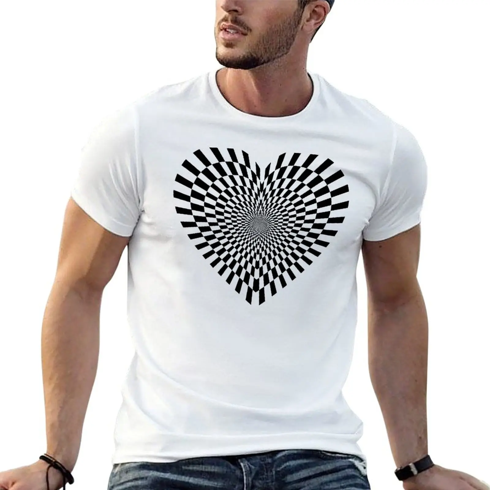 

t for t винтажная футболка Heart man Art с оптическим рисунком, рубашки с абстрактным рисунком - футболка Op из тяжелого хлопка Illusion Man