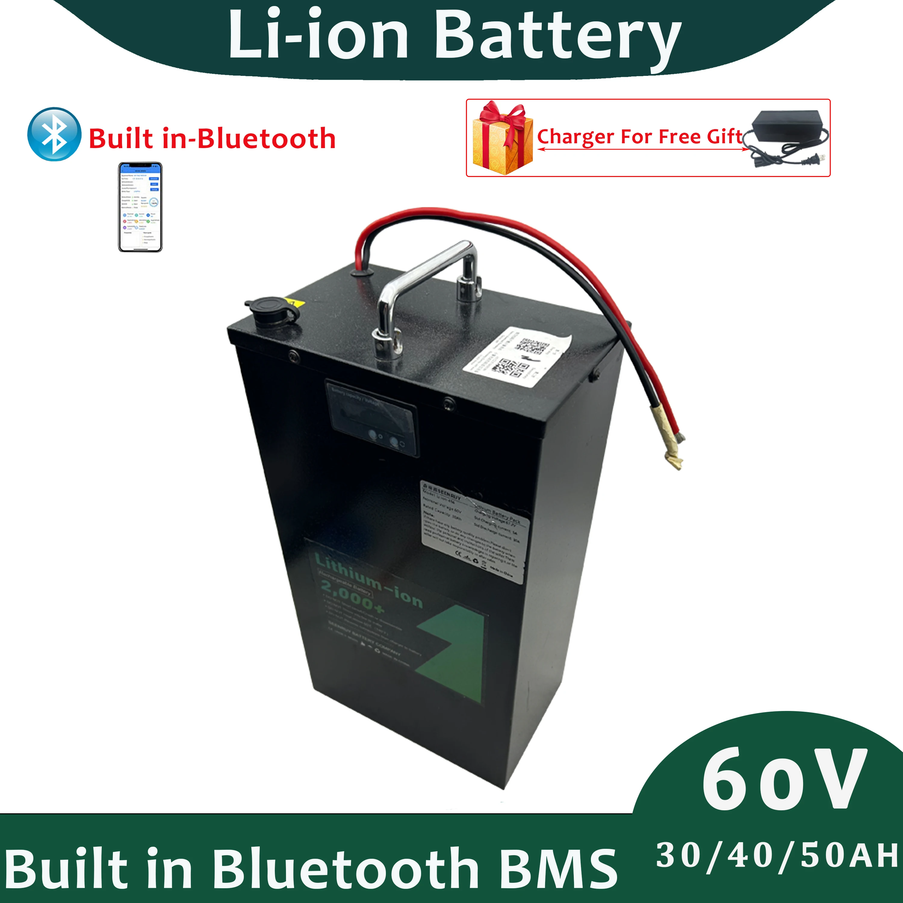 60v 30ah 40ah 50ah Li-ion Battery Pack Perfect for Electric Golf Cart with Free Charger