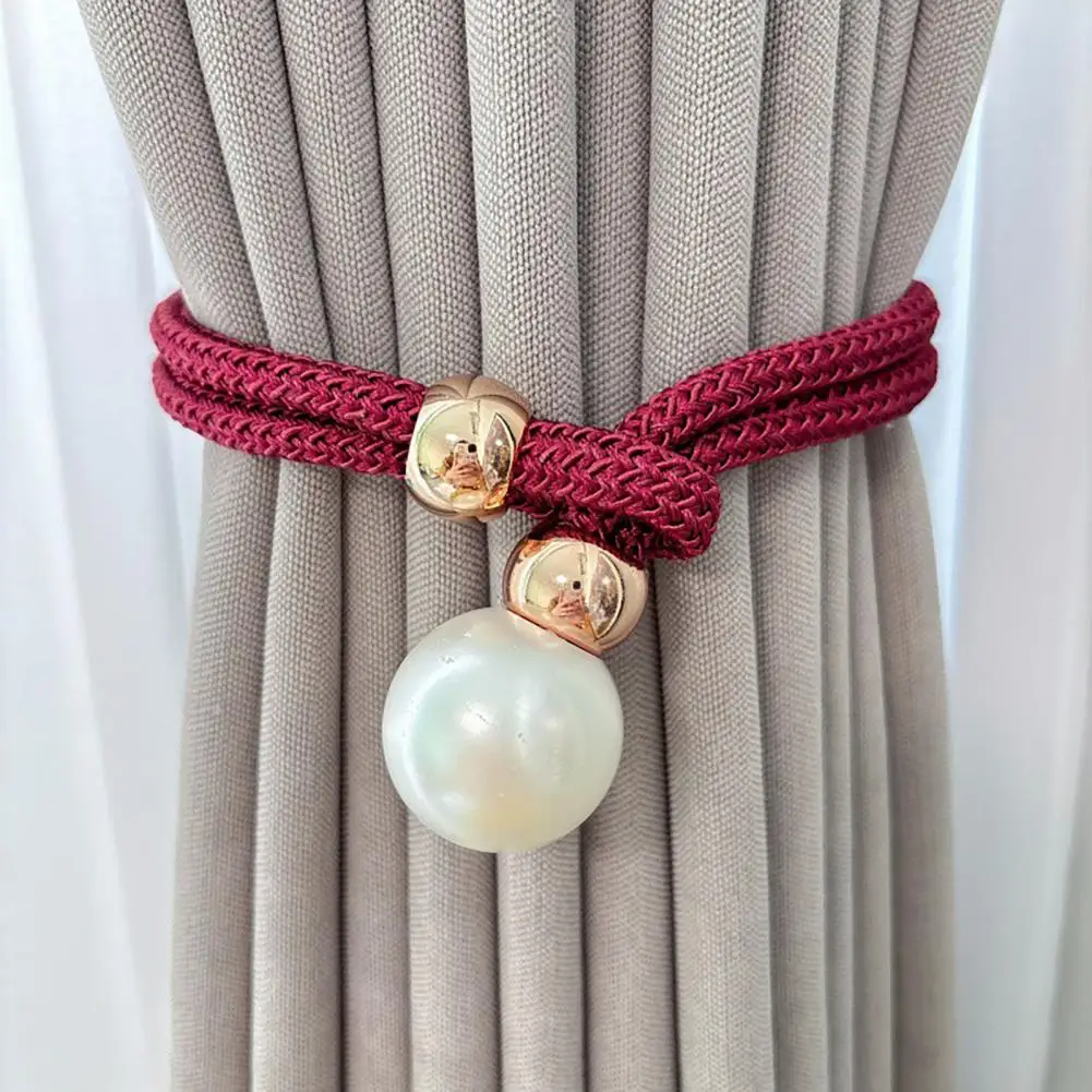 Strong Curtain Fasteners Curtain Ties Durable No-drill Curtain Tiebacks Adjustable Pull-out Buckle Holdbacks Pearl for Room