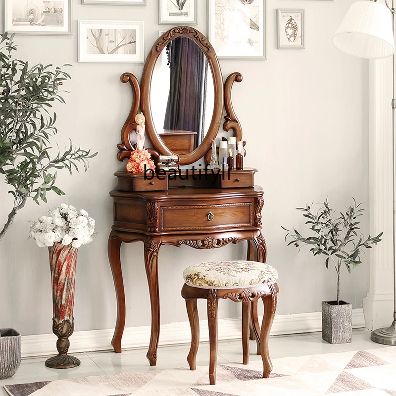 

American-style bedroom dressing table European-style 80cm multifunctional light luxury small apartment vintage