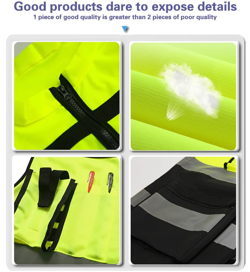 Customizable Logo High Visibility Reflector Construction Work Pockets Reflective Safety Vest