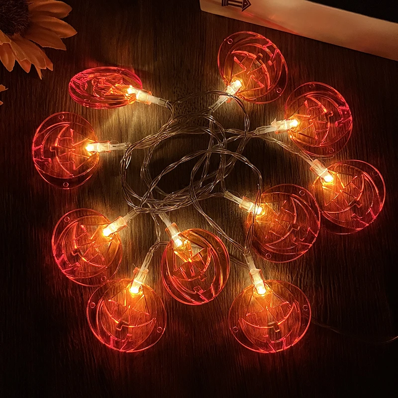 1.5M 10LED Halloween String Lights Battery Powered Ghost Pumpkin Skull Bat Shape Lamp Garland For Halloween Party Home DIY Decor