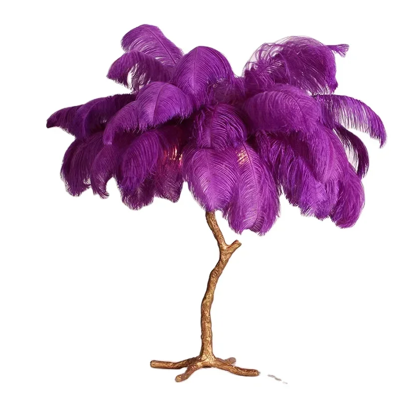 

Nordic Minimalist Feather Floor Lamp Living Room Bedroom Copper Light Luxury Ostrich Ins Wind Minimalist Table Lamp