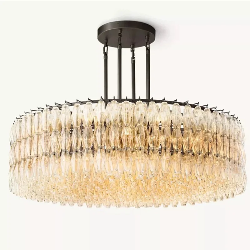 Modern Nordic American Chandelier 2025 Silver Black Finish Glass Pendant Lamp Adjustable Ceiling Luster Living