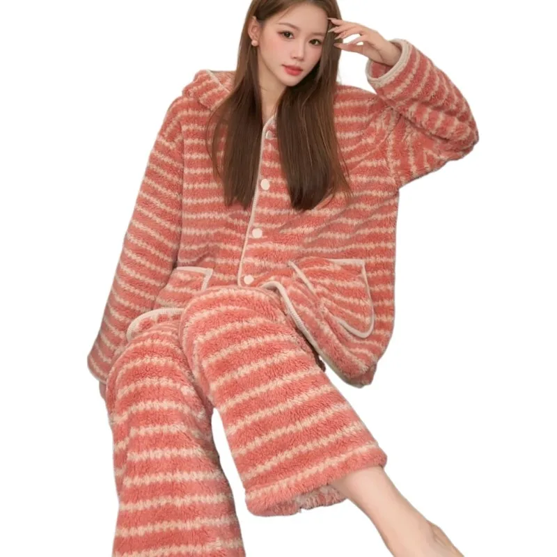 pyjama-a-capuche-a-rayures-pour-femme-ensemble-de-sous-vetements-en-velours-epais-et-chaud-peut-etre-porte-a-l'exterieur-nouvelle-collection-automne-et-hiver