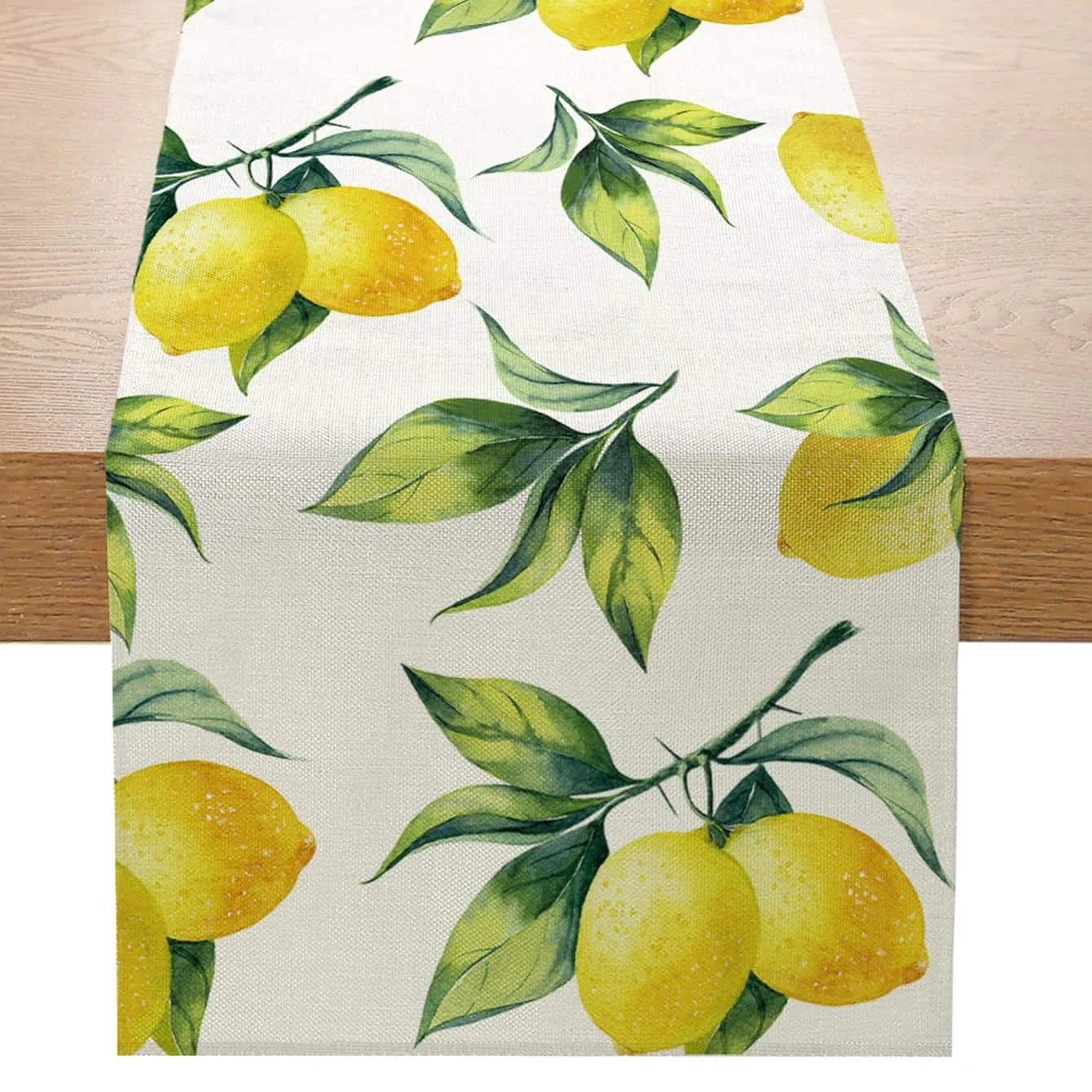 Summer Freshness Lemon Pattern Table Runner Linen Home Decoration Tablecover for Dining Room Wedding Holiday Party Tablecloth