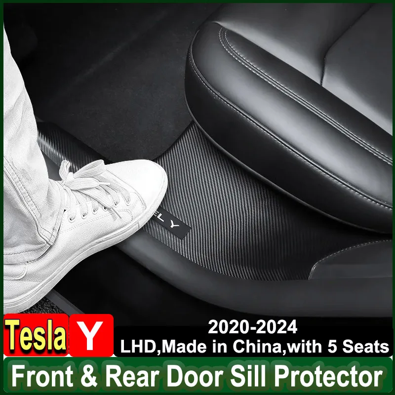

for Tesla Model Y 2024 2023 Door Sill Protector Cover Front Rear Anti Kick Pedal Guards ABS Inner Strip Car interior Accessories