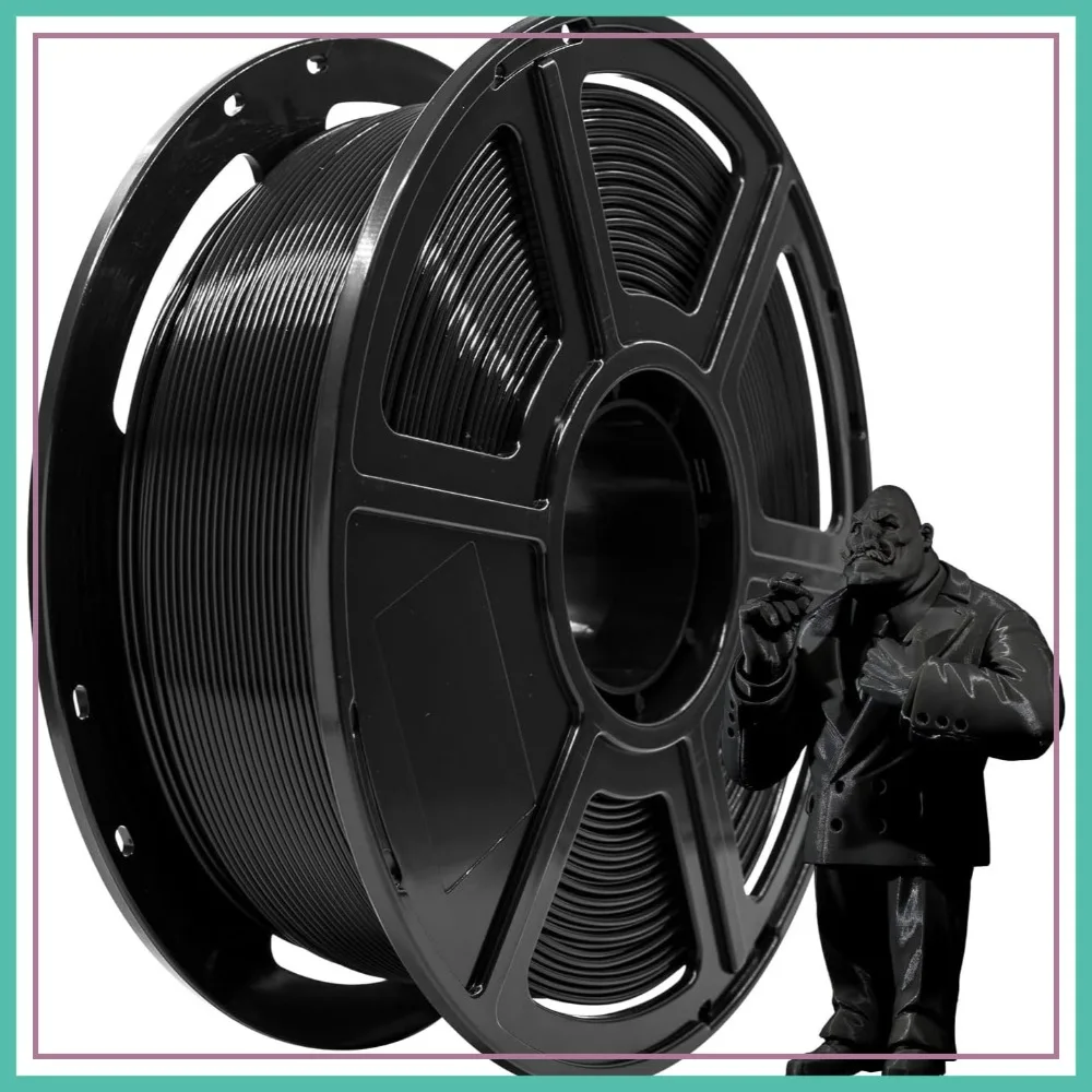 

PLA Filament 1.75mm, 3D Printer Filament 1kg Spool, Dimensional Accuracy +/- 0.02mm, Easy to Use for Most FDM Printers, Black