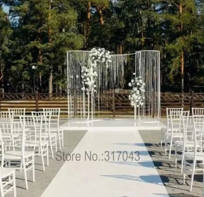 Großer S-förmiger Acryl-Fotohintergrund mit hängendem Kristallperlenvorhang - Hochzeits-/Eventdekoration – Detail 2