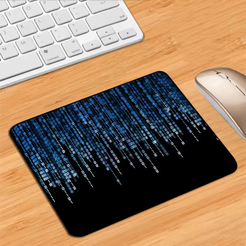 

Leather Mause Pad Gamer Rug Matrix Binary Code Mouse Pads Desktop Table Mat Pc Gaming Computer Desk Protector Kawaii Accessories