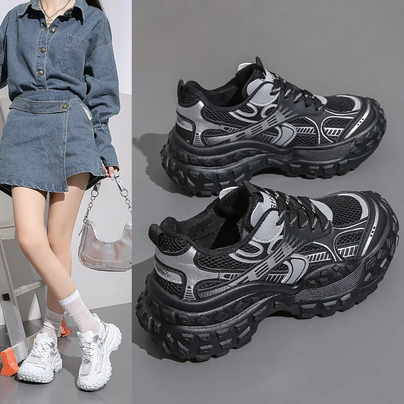 

Новые летние женские кроссовки, модная дышащая повседневная обувь на платформе, женская универсальная вулканизированная обувь Mujer