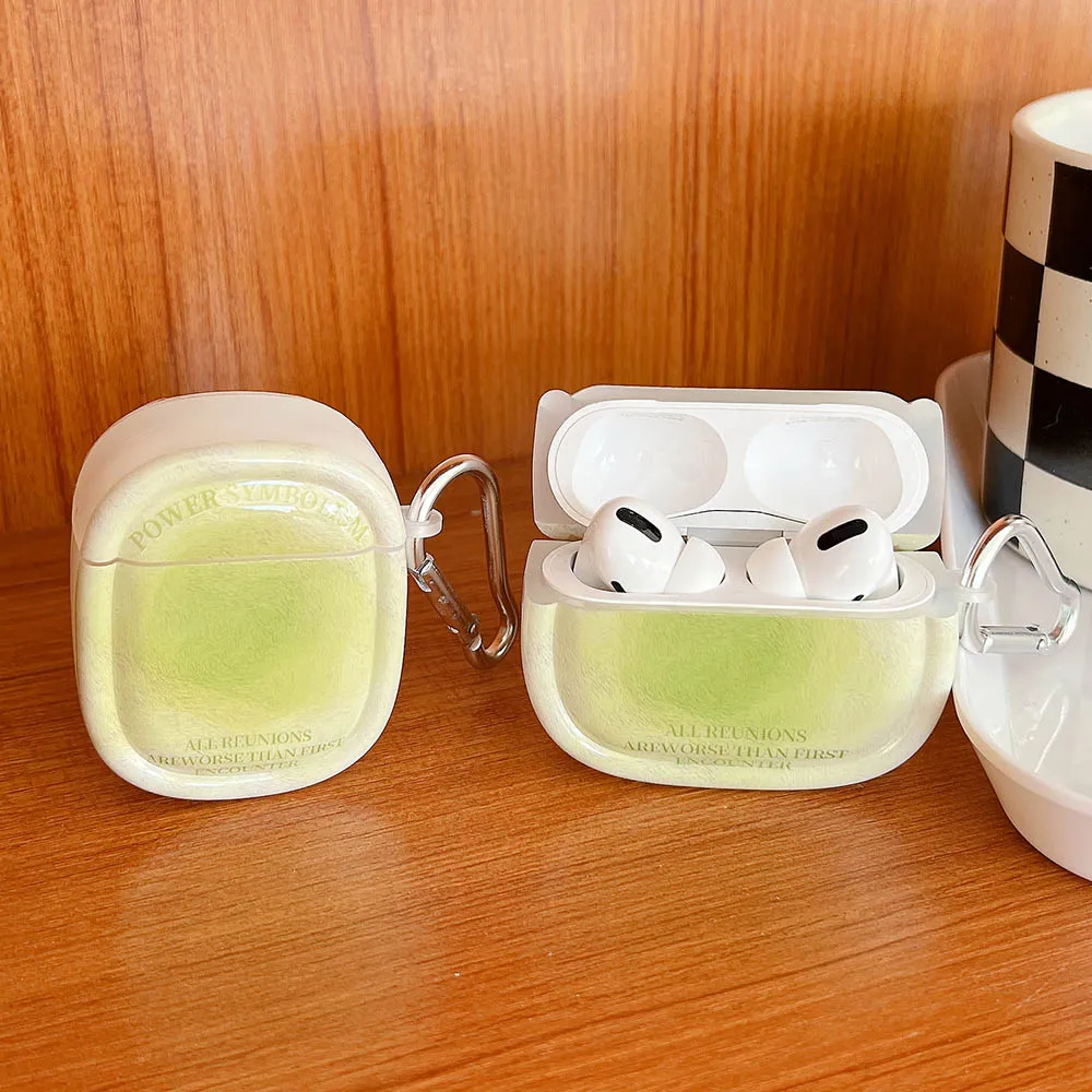 Gradient Xanh Hào Quang Dành Cho Tai Nghe AirPods Pro 2 Đáng Yêu Dành Cho Không Khí Quả 2 3 Cao Cấp Thế Hệ Mới Tròn Vỏ tai Nghe Chụp Tai Phụ Kiện