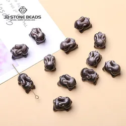 1 Pc Natural Stone Silver Shining Obsidian Carved Rabbit Shape Bead Cartoon Pendant Charms For Jewelry Making Diy Necklace