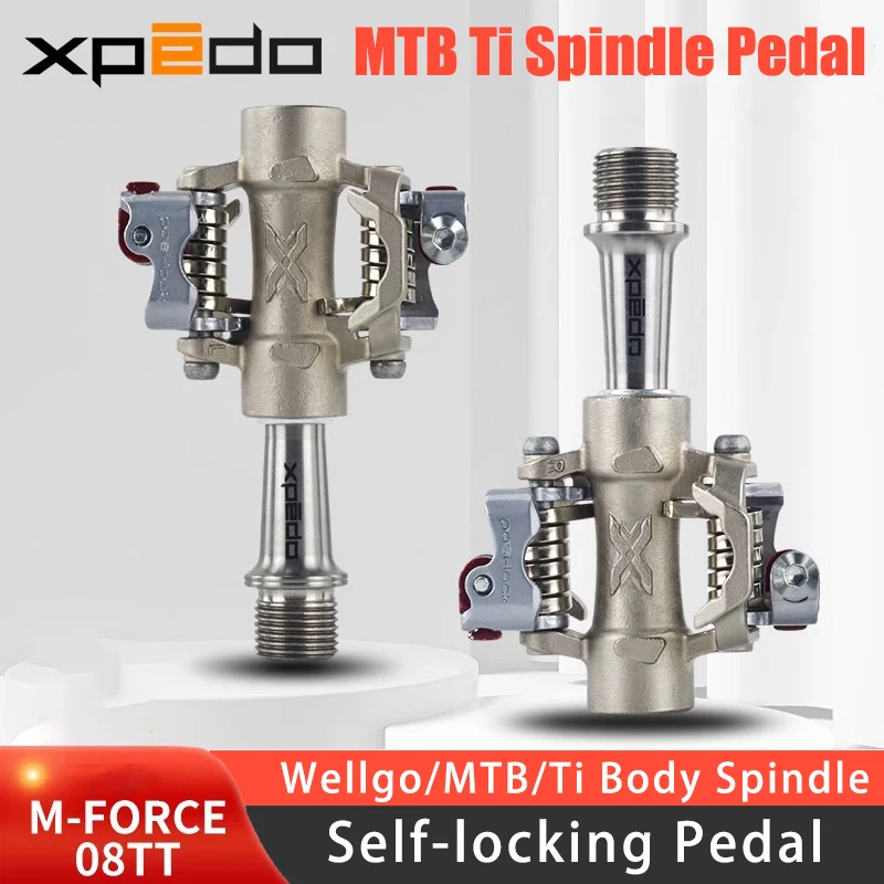 Wellgo XPEDO Mountain MTB Bike Lightweight Double Side Self-locking Pedal Titanium Alloy Body Ti Spindle with Lock Cleat XMF08TT