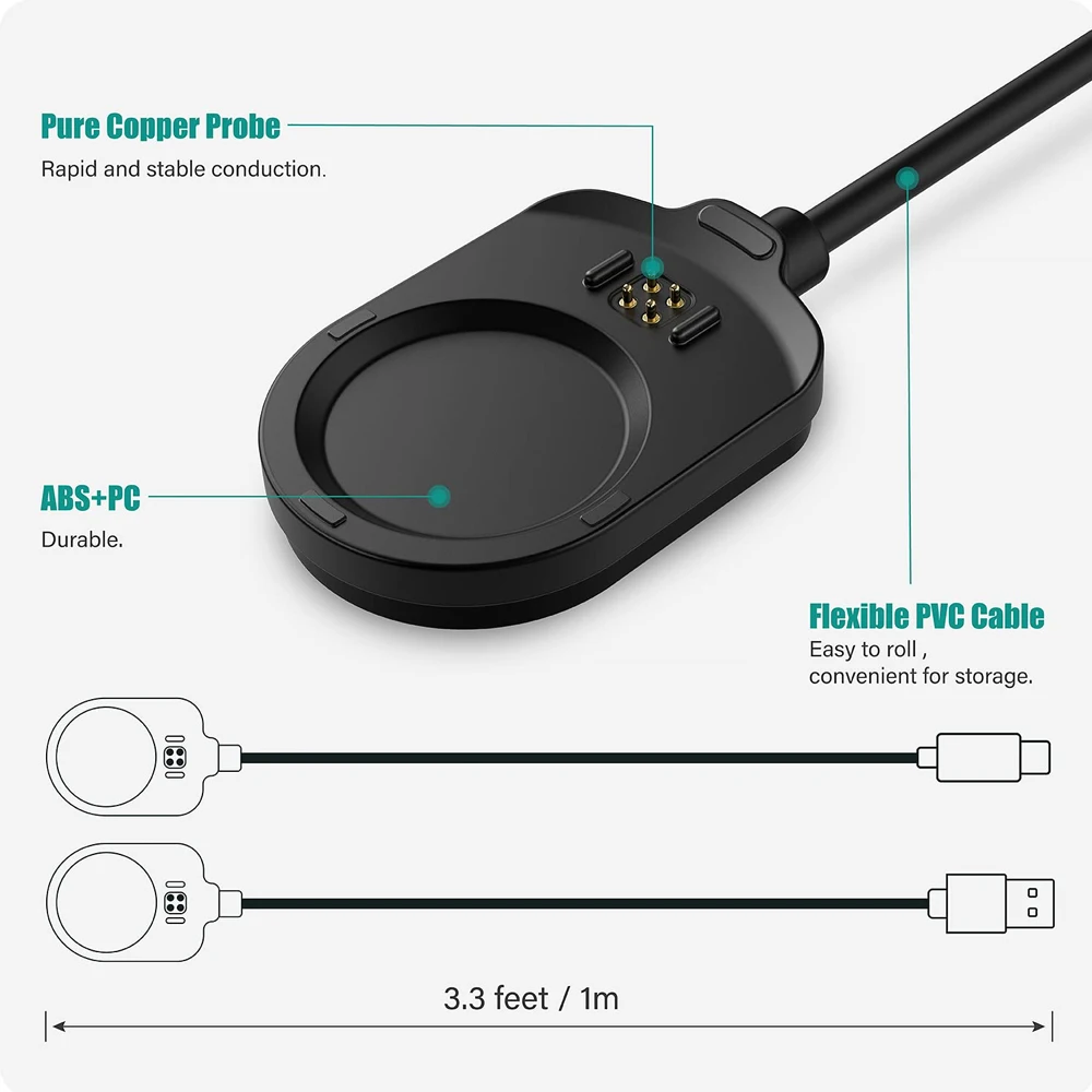 Caricabatterie per Garmin MARQ 2 Gen2 Watch cavo di ricarica USB per MARQ2 Adventurer/Driver/Aviator/Captain/atleta/Golfer Smartwatch