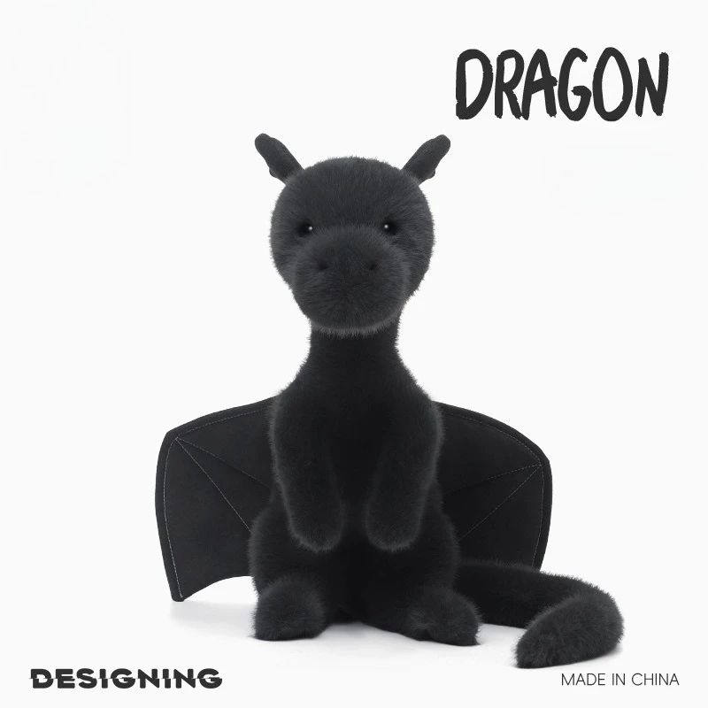 

Черная плюшевая игрушка Dragon Cub, очаровательная мягкая игрушка, успокаивающая подушка для сна, кукла, подарок на день рождения