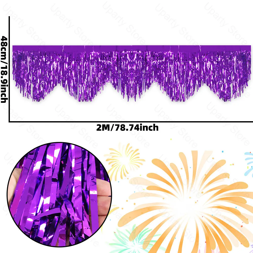 6,56 Fuß Silberfolie Fransen Girlande Hängende Vorhänge Silber Gold Lametta Luftschlangen Banner für Geburtstag Hochzeit Party Hintergrund Dekor – Detail 10