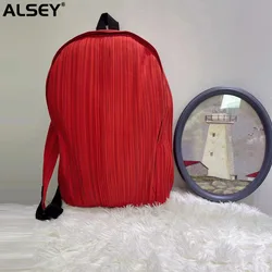 ALSEY Miyake Pleated Japanese Bags for Women Backpack Men Office Official Back Pack Bookbag Causal Luggage Travel Designer Bag