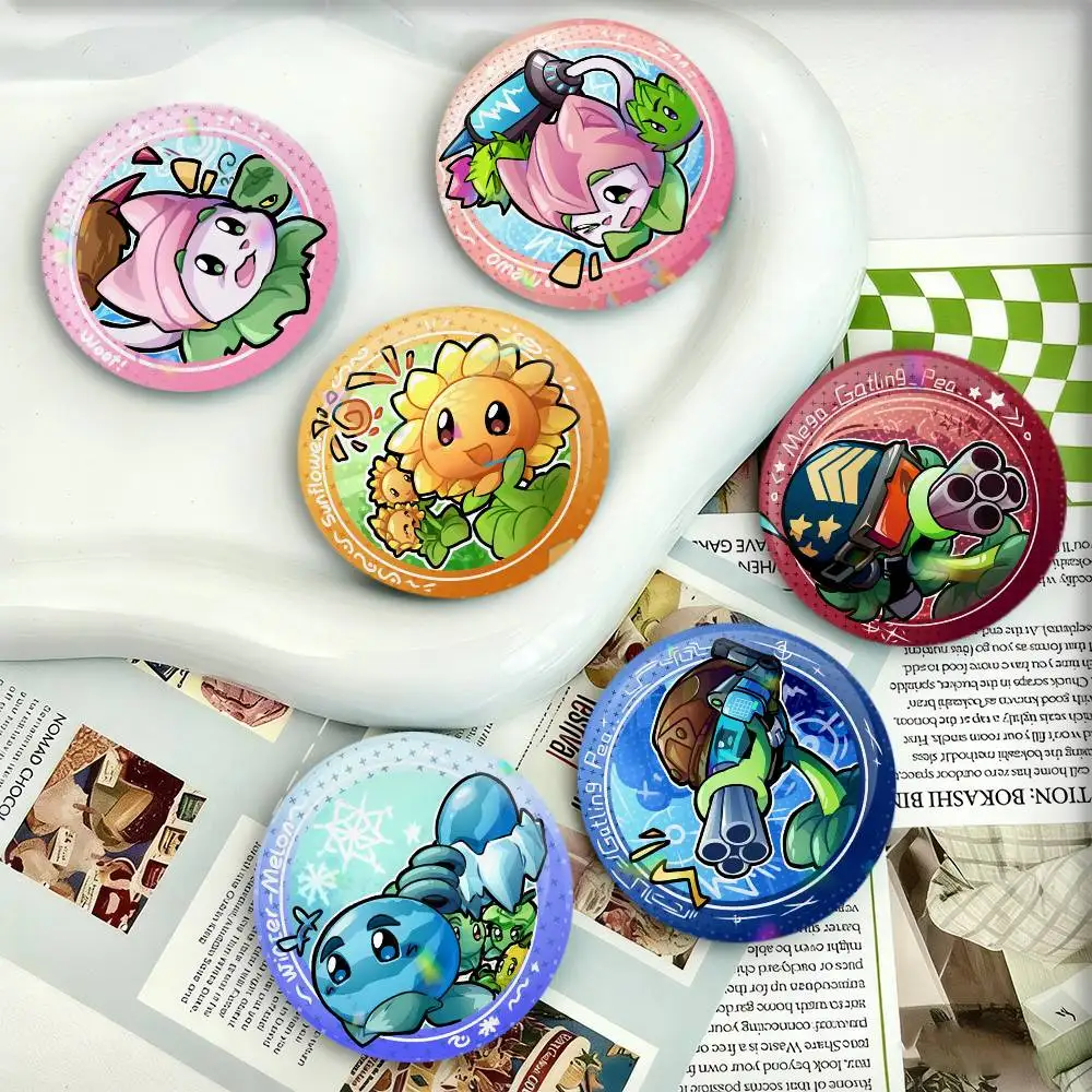 P-Plants vs. Zombies Badges 25 32 44 58 75 mm Round Fans Collect Friends Gifts Brooch Souvenir