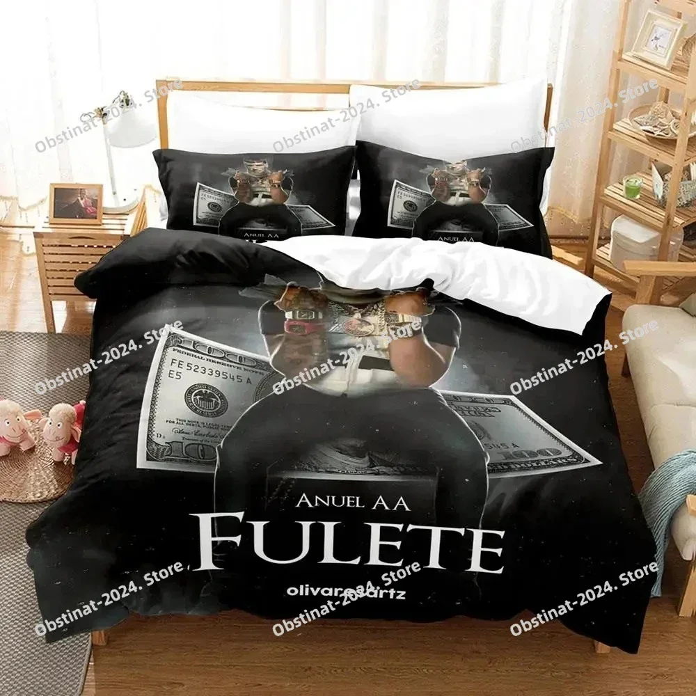 Real Hasta la Muerte Anuel 3D Printing Comforter Bedding Set,Duvet Cover Quilt Cover Pillowcase,King Queen Size Bedding Set Kid
