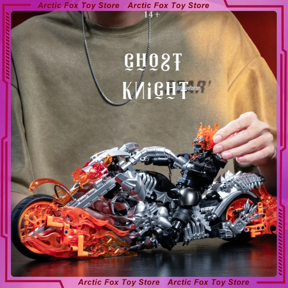 

Мотоцикл Ghost Rider: Сложная в сборке модель из ПВХ, фигурка, настольное украшение, коллекционный подарок, игрушка для детей