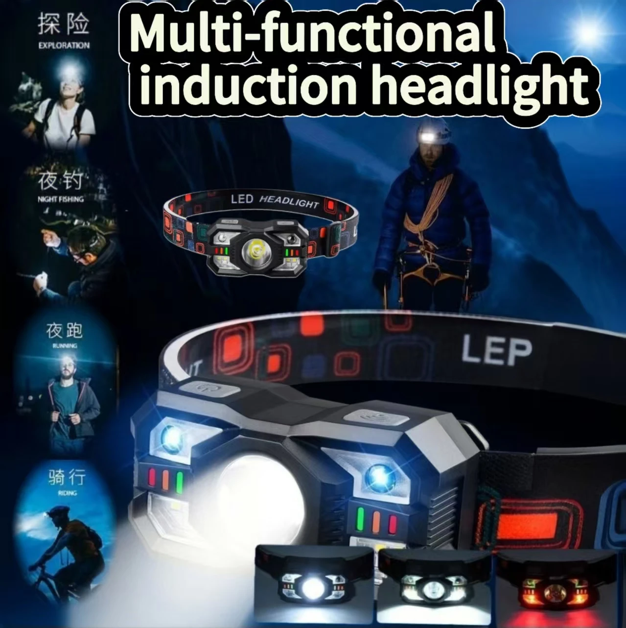LED ultra-long-lasting headlamp USB charging outdoor night fishing headlamp long-range searchlight lightweight cycling headlamp