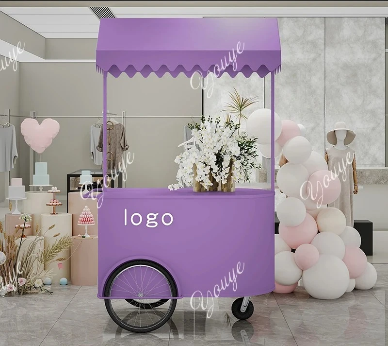 L Promotional car wrought iron float mobile store trolley milk tea snacks stall shopping mall booth