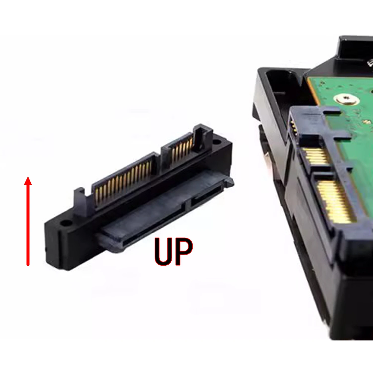 2PCS UP Down SATA Male to  Female Adapter Converter 22Pin Sata With 7pin+15pin FeMale to Male SATA Power Data Cable