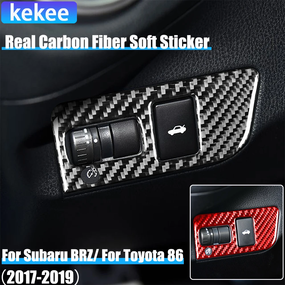

Real Carbon Fiber Car Accessories Headlight Switch Decorative Cover Soft Sticker For Subaru BRZ Toyota 86 GT86 2017 2018 2019