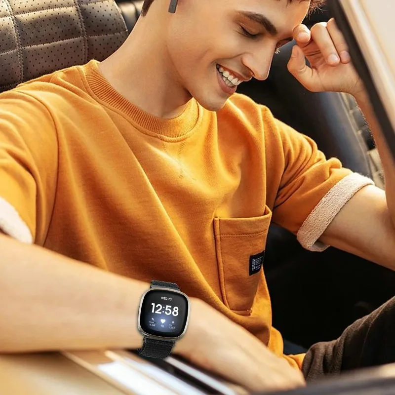 Esporte pulseira de náilon para fitbit versa 4/versa 3 respirável confortável pulseira para fitbit sense 2/sense acessórios pulseira