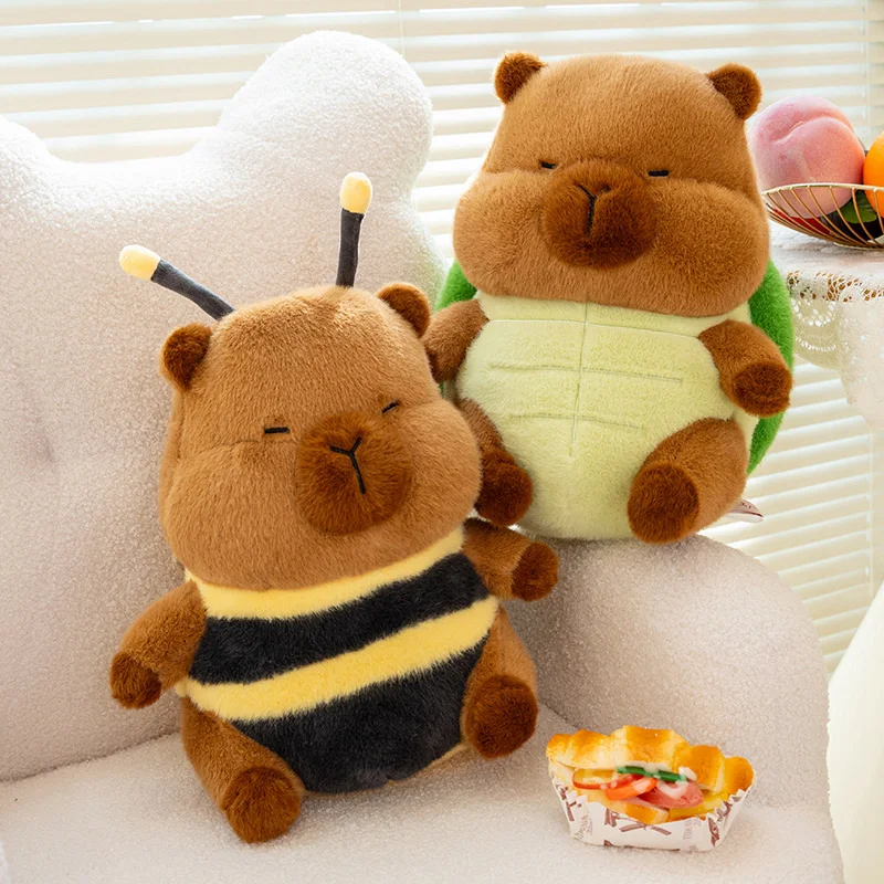 귀여운 꿀벌 카피바라 봉제 인형, 창의적인 시뮬레이션 거북이 카피바라 봉제 인형, 부드러운 봉제 동물 베개, 어린이 생일 선물