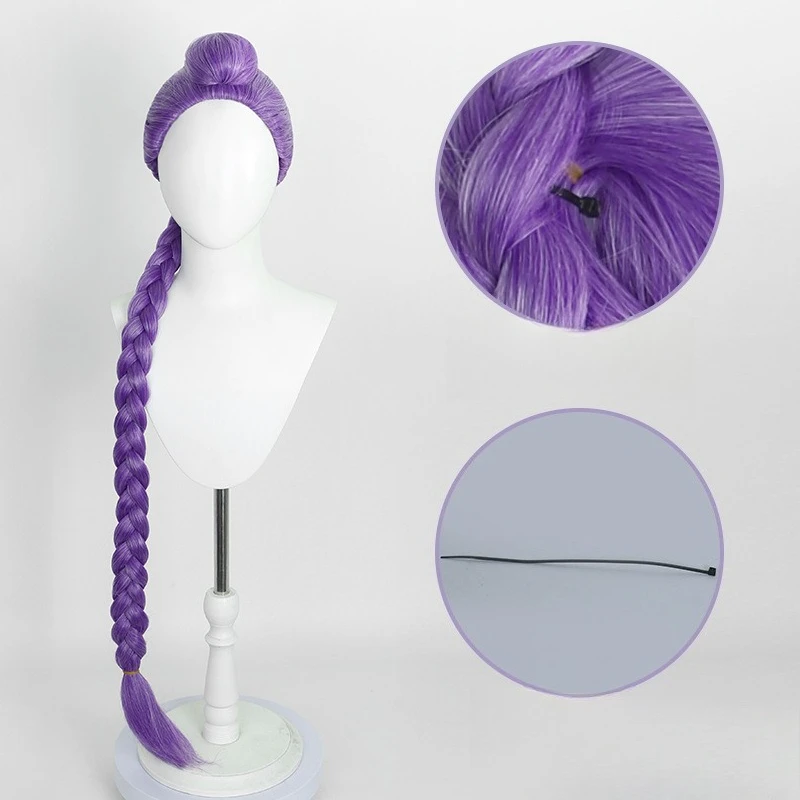 Película Kpop Cosplay peluca Rumi Demon Hunters Color púrpura pelo largo pelucas sintéticas resistentes al calor accesorios de carnaval