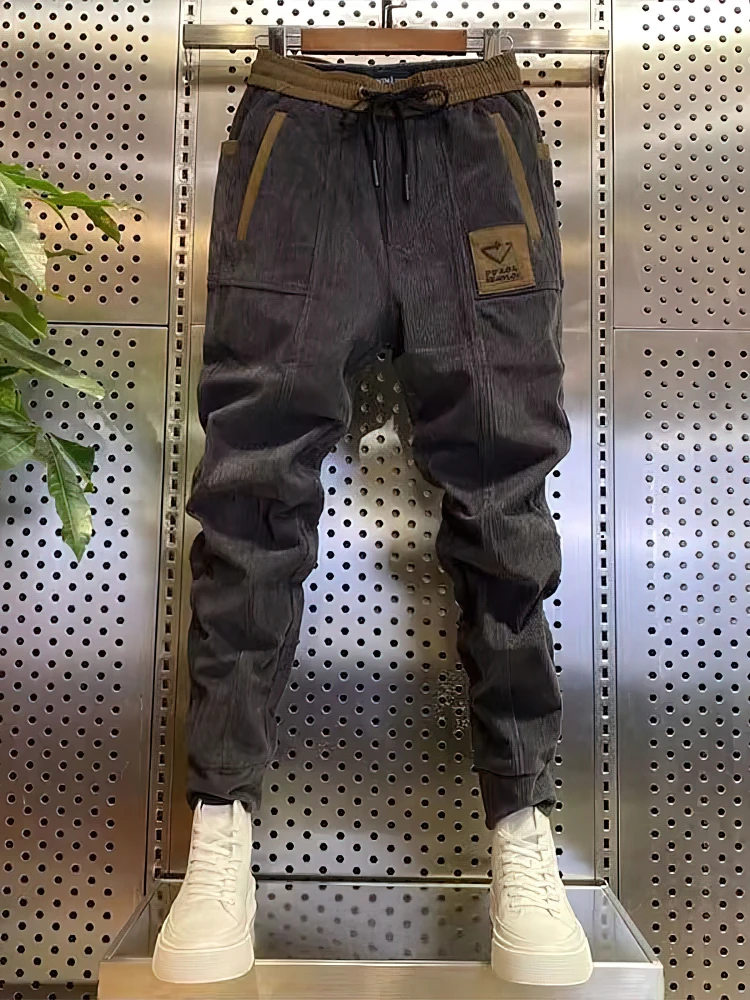 

Спортивные повседневные вельветовые спортивные штаны мужские эластичные брюки для бега в тренажерном зале облегающие брюки-шаровары для бега цвета хаки коричневые брюки-чиносы