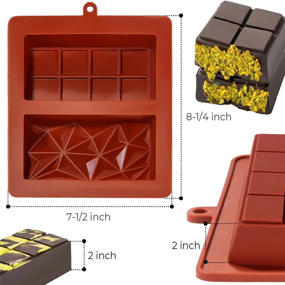 Chocolate Bar Mold Non-Stick Chocolate Molds Food Grade Silicone Deep Chocolate Bar Mold for Milk Chocolate Bar Dubai Mold