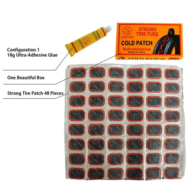 Bicycle Tire Repair Kit Inner Tube Patch Puncture Puncture Cold Patch Solution Kit With Adhesive Glue And Vulcanizing Patches